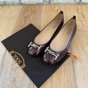 Tod's Women's Dark Red Leather Loafers